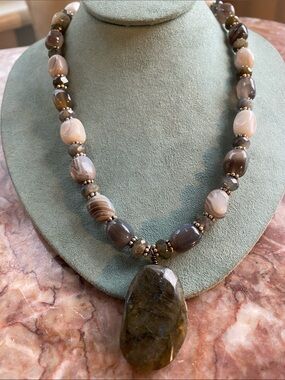 Artisan Labrodorite Handmade  Botswana Agate Sterling Silver Bali Beads